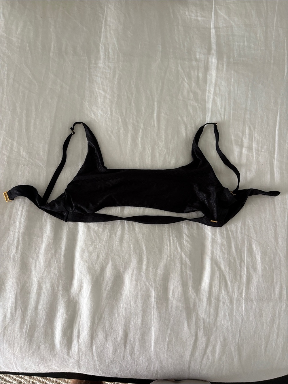 BOAMAR Black Bandeau Bikini Top Gold Hardware Size M
